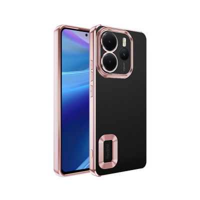 Xiaomi Redmi Note 14 4G Kılıf Kamera Korumalı Logo Gösteren Zore Omega Kapak Rose Gold