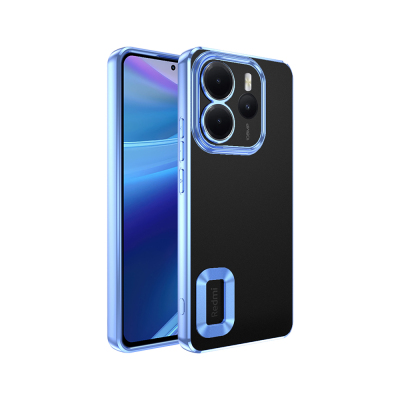 Xiaomi Redmi Note 14 4G Kılıf Kamera Korumalı Logo Gösteren Zore Omega Kapak Sierra Mavi