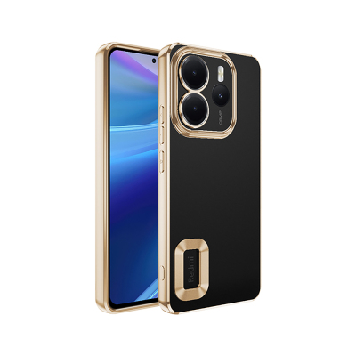 Xiaomi Redmi Note 14 4G Kılıf Kamera Korumalı Logo Gösteren Zore Omega Kapak Gold