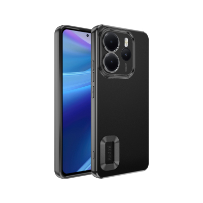 Xiaomi Redmi Note 14 4G Kılıf Kamera Korumalı Logo Gösteren Zore Omega Kapak Siyah