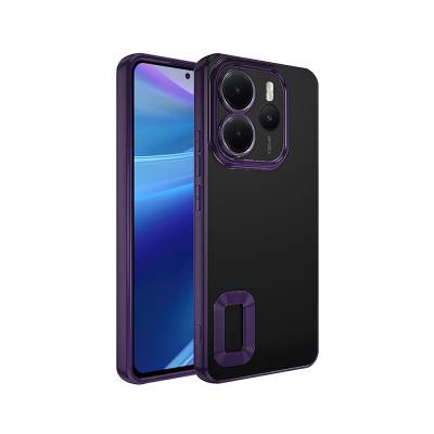 Xiaomi Redmi Note 14 4G Kılıf Kamera Korumalı Logo Gösteren Zore Omega Kapak Derin Mor