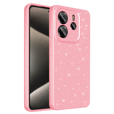Xiaomi Redmi Note 14 4G Kılıf Kamera Korumalı Simli Lüks Zore Koton Kapak Açık Pembe