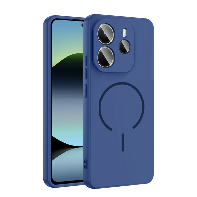 Xiaomi Redmi Note 14 4G Kılıf M-safe Şarj Özellikli Zore Meta Kapak Lacivert