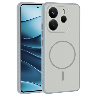 Xiaomi Redmi Note 14 4G Kılıf M-safe Şarj Özellikli Zore Tea Kapak Gümüş