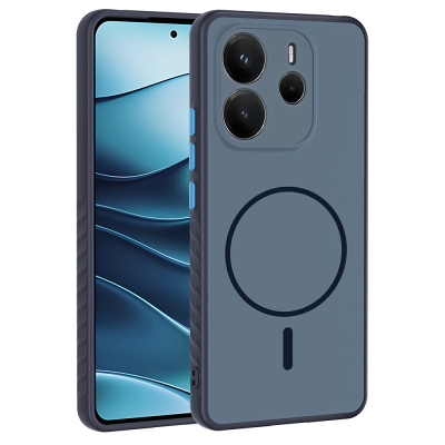 Xiaomi Redmi Note 14 4G Kılıf M-safe Şarj Özellikli Zore Tea Kapak Lacivert