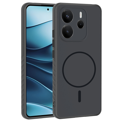 Xiaomi Redmi Note 14 4G Kılıf M-safe Şarj Özellikli Zore Tea Kapak Siyah