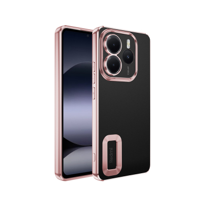 Xiaomi Redmi Note 14 5G Kılıf Kamera Korumalı Logo Gösteren Zore Omega Kapak Rose Gold