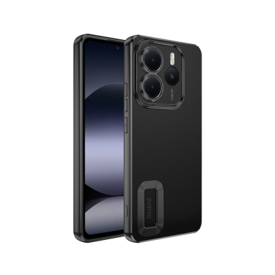 Xiaomi Redmi Note 14 5G Kılıf Kamera Korumalı Logo Gösteren Zore Omega Kapak Siyah