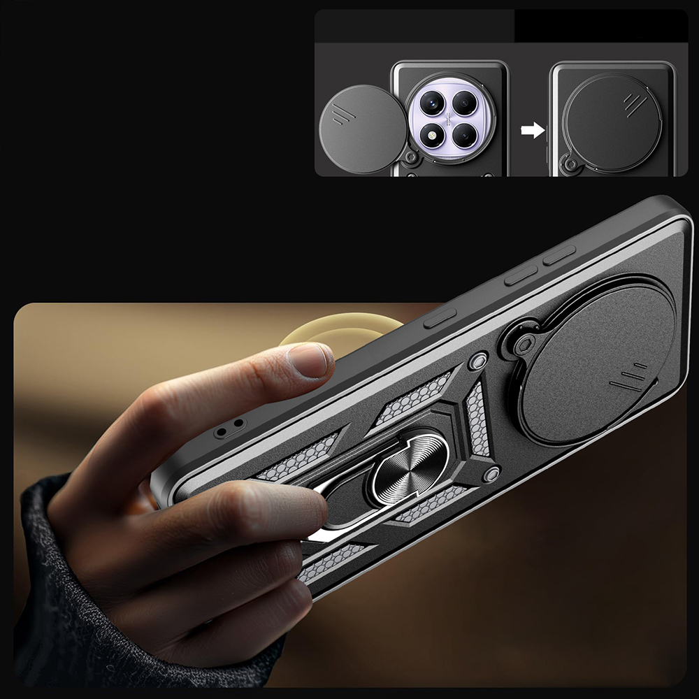 Xiaomi Redmi Note 14 Pro 4G Case Magnetic Stand Camera Protected Zore Sliding Vega Cover - 9