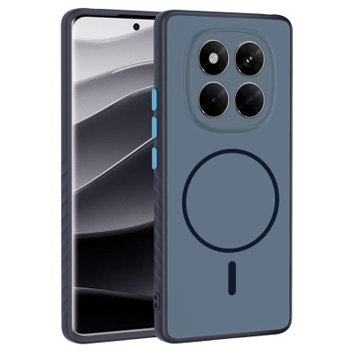 Xiaomi Redmi Note 14 Pro 4G Case with M-safe Charging Feature Zore Tea Cover Navy blue