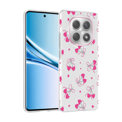 Xiaomi Redmi Note 14 Pro 4G Kılıf Kamera Korumalı Desenli Zore Klip Kapak Kalpli Kiraz