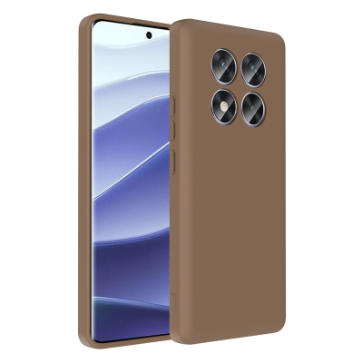 Xiaomi Redmi Note 14 Pro 4G Kılıf Kamera Korumalı Kartlık Hazneli Zore Vitra Kapak Kahverengi