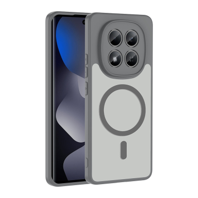 Xiaomi Redmi Note 14 Pro 4G Kılıf M-safe Şarj Özellikli Zore Babet Kapak Gri