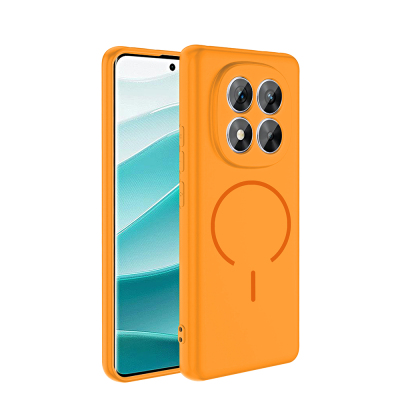 Xiaomi Redmi Note 14 Pro 4G Kılıf M-safe Şarj Özellikli Zore Meta Kapak Turuncu