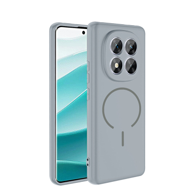 Xiaomi Redmi Note 14 Pro 4G Kılıf M-safe Şarj Özellikli Zore Meta Kapak Titanyum-Gri