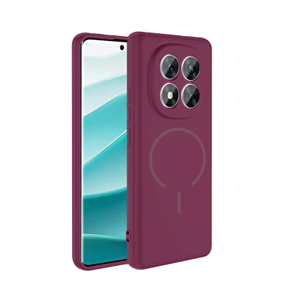 Xiaomi Redmi Note 14 Pro 4G Kılıf M-safe Şarj Özellikli Zore Meta Kapak Mürdüm