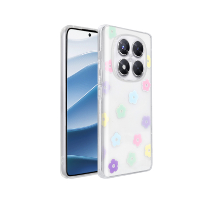 Xiaomi Redmi Note 14 Pro 4G Kılıf Şeffaf Figürlü Zore Folk Sert Kapak Papatya