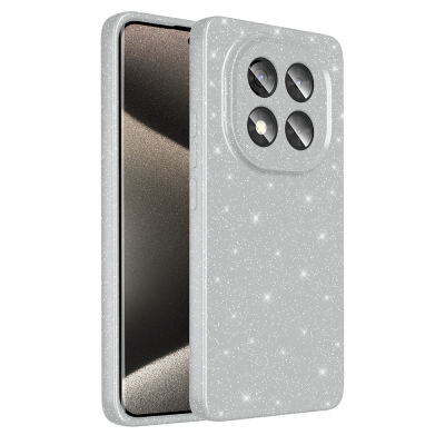 Xiaomi Redmi Note 14 Pro 5G Case Camera Protection Glitter Luxury Zore Koton Cover Silver