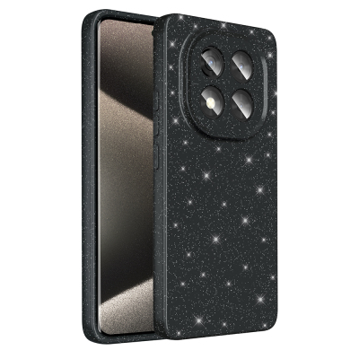 Xiaomi Redmi Note 14 Pro 5G Case Camera Protection Glitter Luxury Zore Koton Cover Black