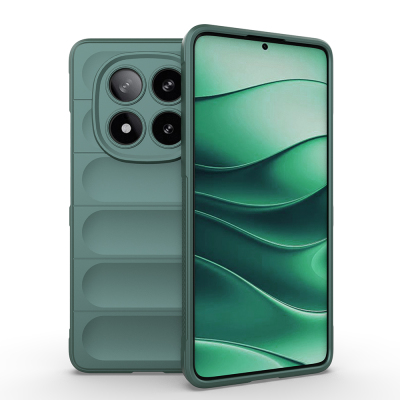 Xiaomi Redmi Note 14 Pro 5G Kılıf Esnek TPU Oyuklu Arka Yüzey Tasarımlı Zore Etnik Silikon Kapak Koyu Yeşil