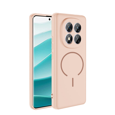 Xiaomi Redmi Note 14 Pro 5G Kılıf M-safe Şarj Özellikli Zore Meta Kapak Rose Pembe