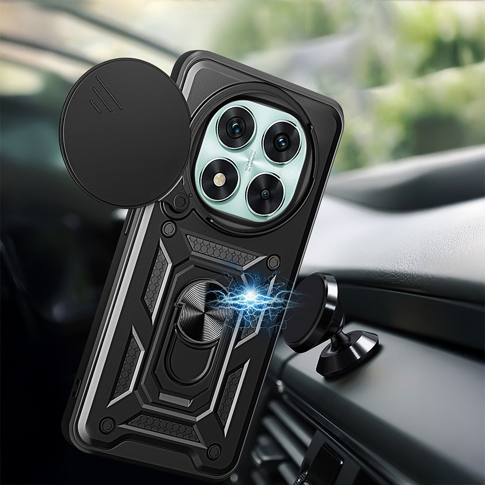 Xiaomi Redmi Note 14 Pro 5G Kılıf Magnetik Standlı Kamera Korumalı Zore Sürgülü Vega Kapak - 5