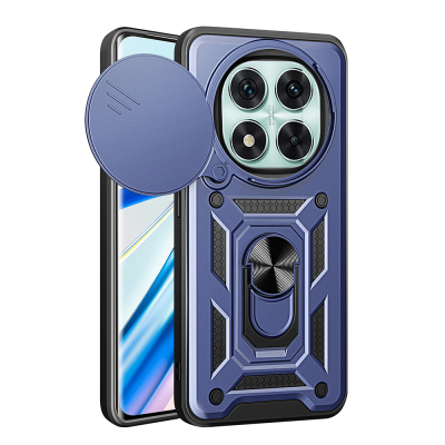 Xiaomi Redmi Note 14 Pro 5G Kılıf Magnetik Standlı Kamera Korumalı Zore Sürgülü Vega Kapak Mavi