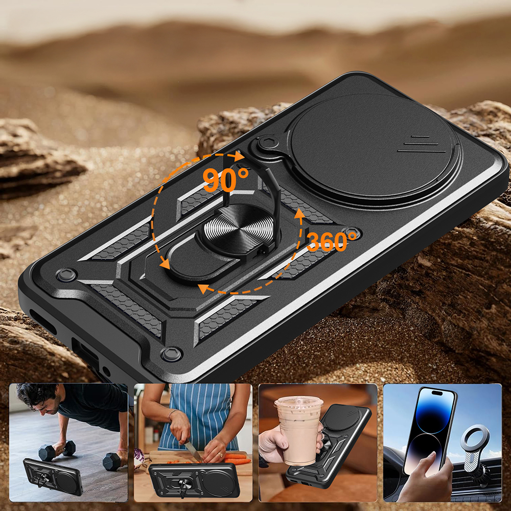 Xiaomi Redmi Note 14 Pro Plus Case Magnetic Stand Camera Protected Zore Sliding Vega Cover - 12