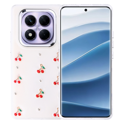Xiaomi Redmi Note 14 Pro Plus Kılıf Airbag Tasarımlı Simli Şeffaf Zore Kutup Kapak Kiraz