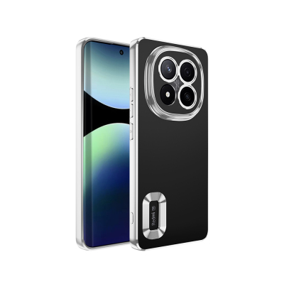 Xiaomi Redmi Note 14 Pro Plus Kılıf Kamera Korumalı Logo Gösteren Zore Omega Kapak Gümüş