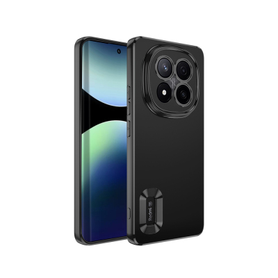 Xiaomi Redmi Note 14 Pro Plus Kılıf Kamera Korumalı Logo Gösteren Zore Omega Kapak Siyah