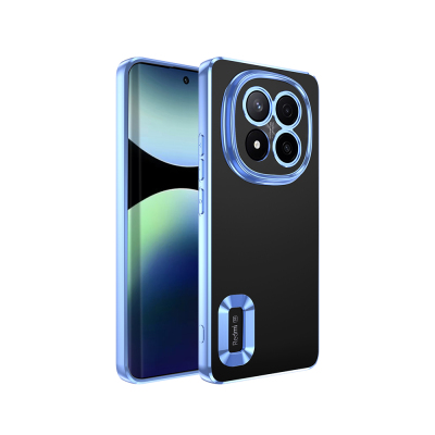 Xiaomi Redmi Note 14 Pro Plus Kılıf Kamera Korumalı Logo Gösteren Zore Omega Kapak Sierra Mavi