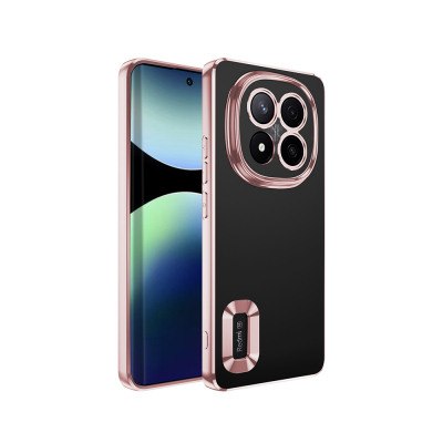 Xiaomi Redmi Note 14 Pro Plus Kılıf Kamera Korumalı Logo Gösteren Zore Omega Kapak Rose Gold