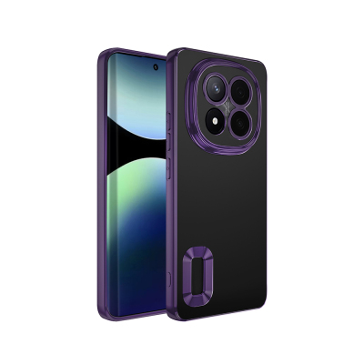 Xiaomi Redmi Note 14 Pro Plus Kılıf Kamera Korumalı Logo Gösteren Zore Omega Kapak Derin Mor