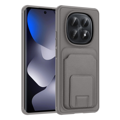 Xiaomi Redmi Note 15 4G Kılıf Kartlıklı TPU Zore Bikart Kapak Gri