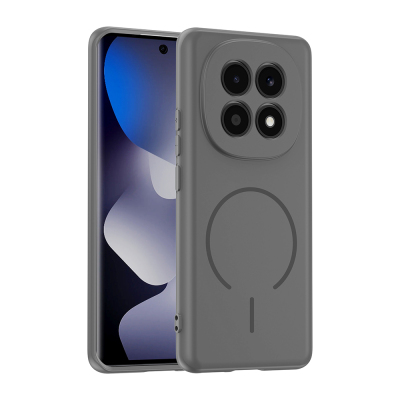 Xiaomi Redmi Note 15 4G Kılıf M-safe Şarj Özellikli Zore Meta Kapak Titanyum-Gri