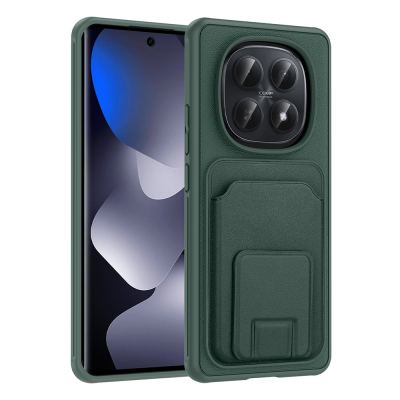 Xiaomi Redmi Note 15 5G Case with Card Holder TPU Zore Bikart Cover Dark Green