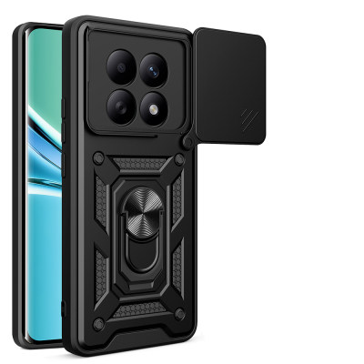 Xiaomi Redmi Note 15 5G Case with Magnetic Stand and Camera Protection Zore Sliding Vega Cover Black