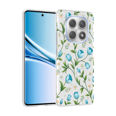 Xiaomi Redmi Note 15 5G Kılıf Kamera Korumalı Desenli Zore Klip Kapak Mavi Lale