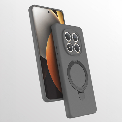 Xiaomi Redmi Note 15 5G Kılıf M-safe Şarj Özellikli Standlı Zore Samara Kapak Titanyum-Gri