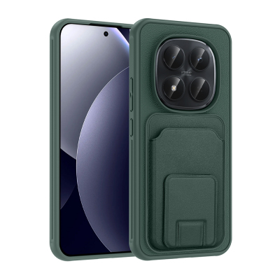 Xiaomi Redmi Note 15 Pro 4G Case with Card Holder TPU Zore Bikart Cover Dark Green