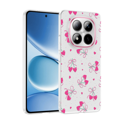 Xiaomi Redmi Note 15 Pro 4G Kılıf Kamera Korumalı Desenli Zore Klip Kapak Kalpli Kiraz