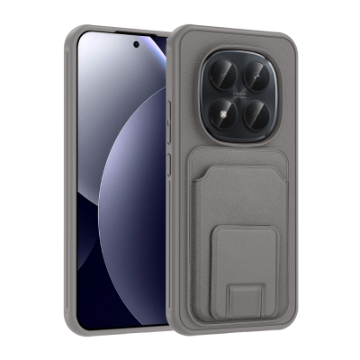 Xiaomi Redmi Note 15 Pro Case with Card Holder TPU Zore Bikart Cover Grey