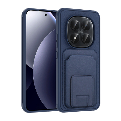 Xiaomi Redmi Note 15 Pro Case with Card Holder TPU Zore Bikart Cover Navy blue