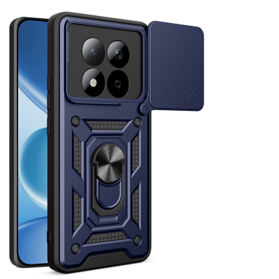 Xiaomi Redmi Note 15 Pro Case with Magnetic Stand and Camera Protection - Zore Sliding Vega Cover Blue
