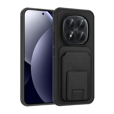 Xiaomi Redmi Note 15 Pro Plus Case with Card Holder TPU Zore Bikart Cover Black