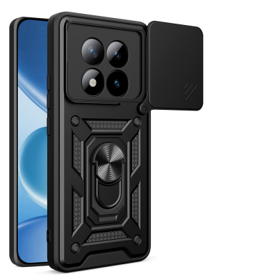 Xiaomi Redmi Note 15 Pro Plus Case with Magnetic Stand and Camera Protection Zore Sliding Vega Cover Black
