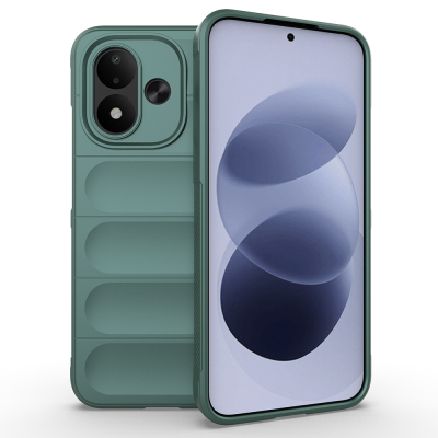 Xiaomi Redmi Note 17 Kılıf Esnek TPU Oyuklu Arka Yüzey Tasarımlı Zore Etnik Silikon Kapak Koyu Yeşil