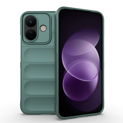 Xiaomi Redmi Note 17 Pro Kılıf Esnek TPU Oyuklu Arka Yüzey Tasarımlı Zore Etnik Silikon Kapak Koyu Yeşil