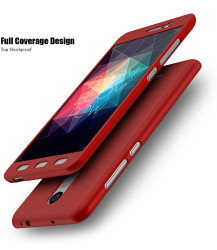 Xiaomi Redmi Note 4X Kılıf Zore 360 3 Parçalı Rubber Kapak Kırmızı